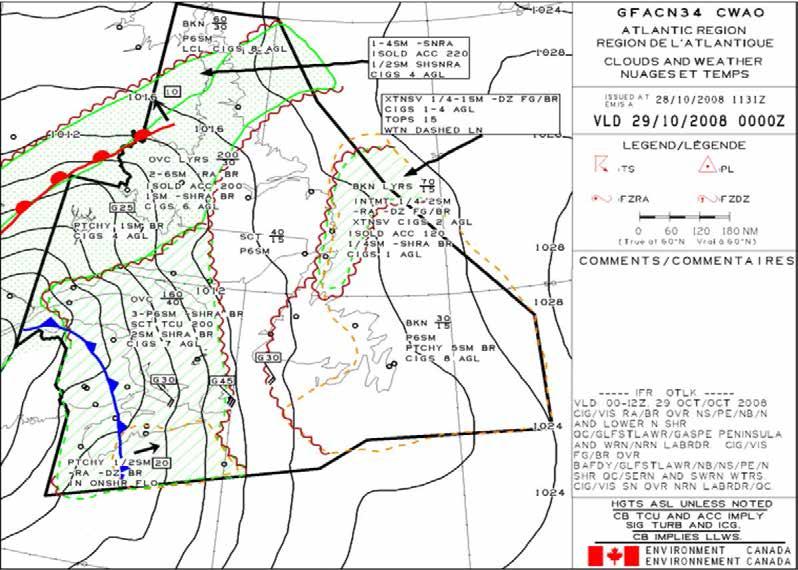 Attachment F to EO C436.03 Instructional Guide Figure F-1 GFA Clouds and Weather Chart Note. From Nav Canada, 2007, Aviation Weather Website.