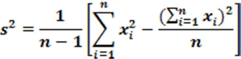 Practical ways of calculatig variace Variace of -elemet sample: s = i i= average Variace of