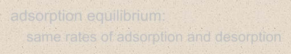 adsorption equilibrium adsorption equilibrium: same rates of adsorption and desorption Adsorption rate depends on (1) concentration in bulk and (2) number (density) of vacant