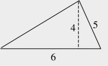 32 square cm D. 60 square cm 47. What is the area of this triangle? A. A = (5x4) 2 B. A = (5x5) 2 C. A = (6x5) 2 D.