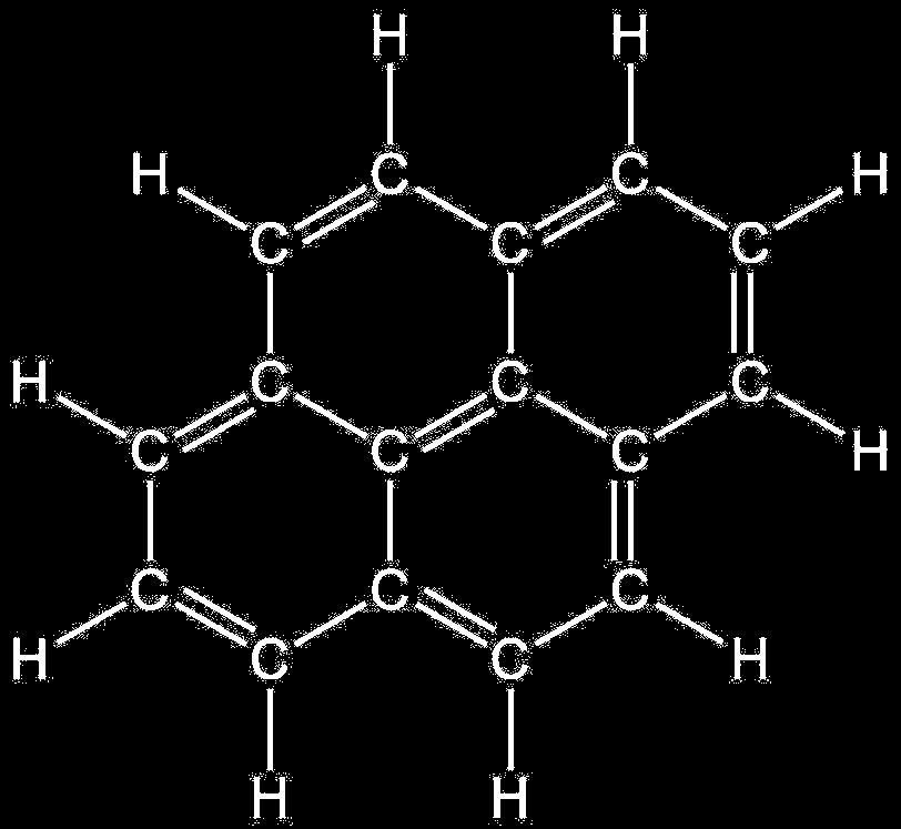 Draw one complete Lewis-Kekule structure of pyrene on the right (all atoms, all bonds, all lone pairs). No need to draw all resonance forms; just draw one resonance form.