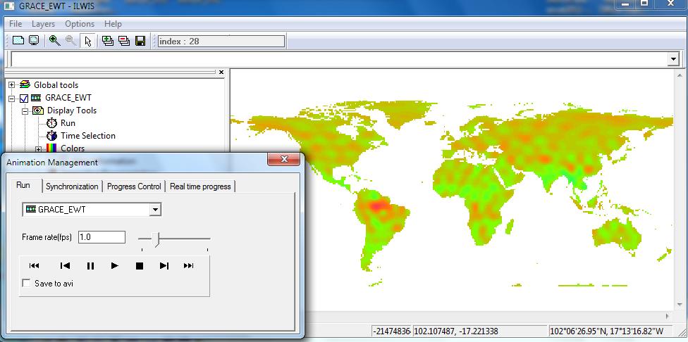 Right click on the map list containing monthly TWS anomalies (e.g. GRACE_SWT). Select the Open as Animation.