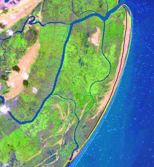 Shoreline changes in Tra Vinh area 1966 2003 1996 1989 1996-2003 0 2