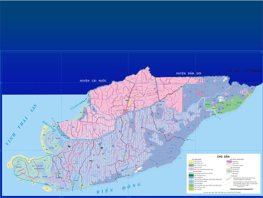 Land use map in Ca Mau cap in 2003