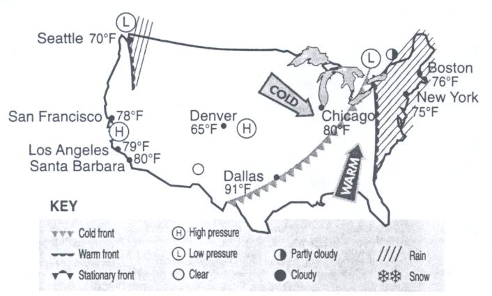 Weather Instruments and Maps: Please use your notes on Reading a Weather Map your Weather Instruments left page activity, or pages 470-479 in your Texas Fusion Science textbook to complete the