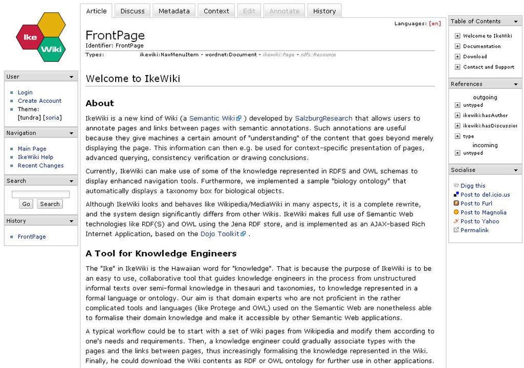 4.2. IkeWiki iz pogleda krajnjeg korisnika Kada učitamo početnu stranu IkeWikija, korisnik dobiva općenite podatke o IkeWikiju.