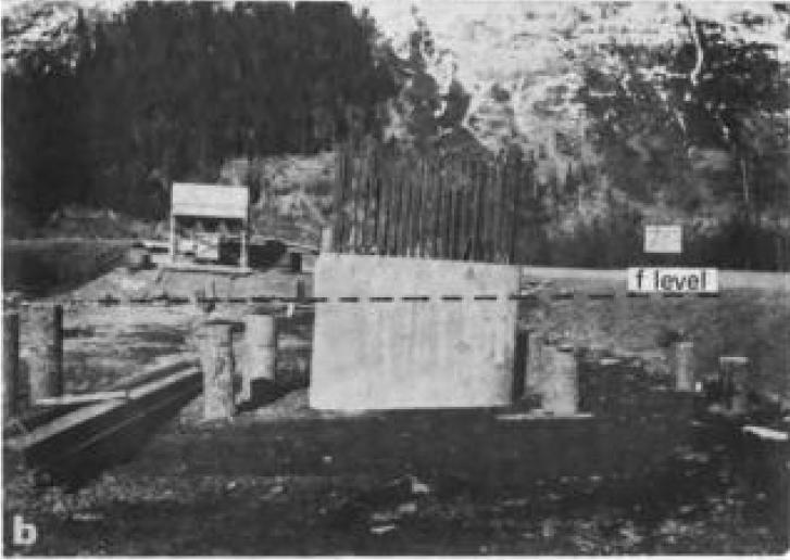Figure 1.3. Ground settlement and tilted bridge pier at a bridge construction site The reason for such huge lateral loads was believed to be the frozen ground crust.