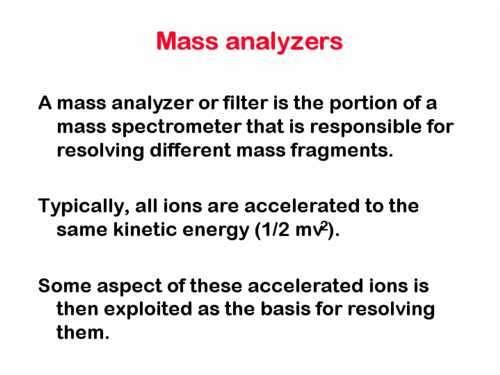 103 Ideally, the mass analyzer should be capable of distinguishing between minute mass