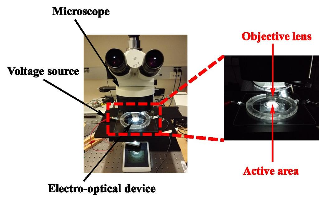 Fig. S6. Experimental setup to observe microstructures in liquid crystal.