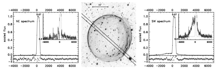 H-ɑ from fastest known SNR shock SNR 0509-675 (LMC) Helder, Kosenko, Vink 10 Distance known (LMC, 50 kpc) Shock velocity: X-ray line broadening + Chandra expansion: