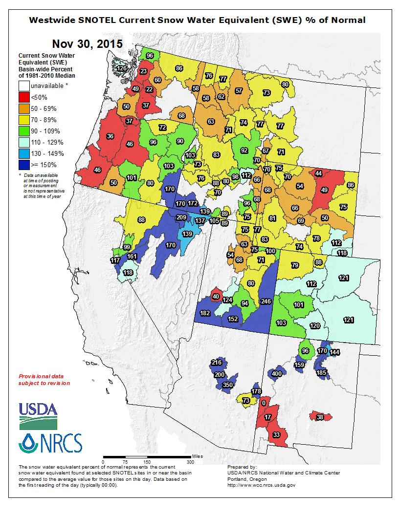 date. The area is between 75 and 125% of normal. AHAPS indicates a very dry band in Conejos, Rio Grande, Mineral, and southwest Saguache Counties.