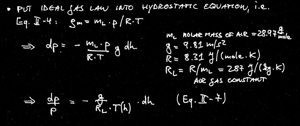 hydrostatic equation (cont d) (Eq. II.