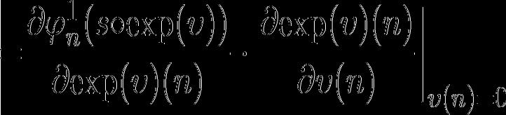 = Φ 1υ (n) is the transformation of voxel n and is the identity transformation when the velocity υ = 0.