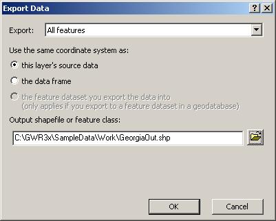 Select Export Data The new shapefile in ArcMap When