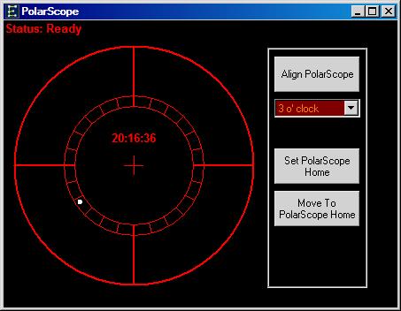 5. Use EQMOD slew controls to move the mount in DEC so the polar scope has a clear view) 6. You now need to select a starting position of either 3, 6, 9 or 12 o'clock using the dropdown list.