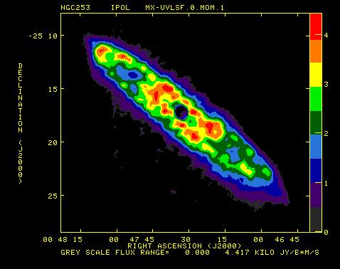 HI surface density map of spiral galaxy NGC 2903 (color à intensity =