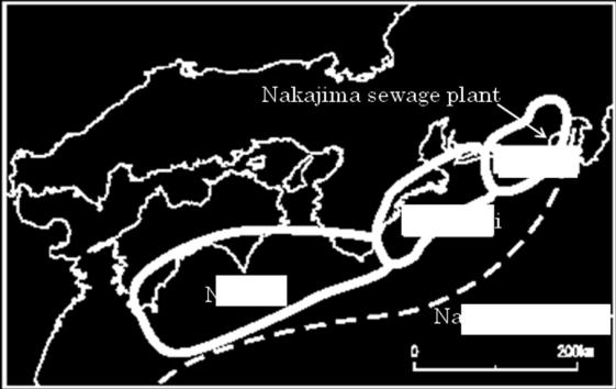 Location of model site (left: relation with Nankai trough, right: local map) At first, stability of the building of activated sludge tank (see Fig.