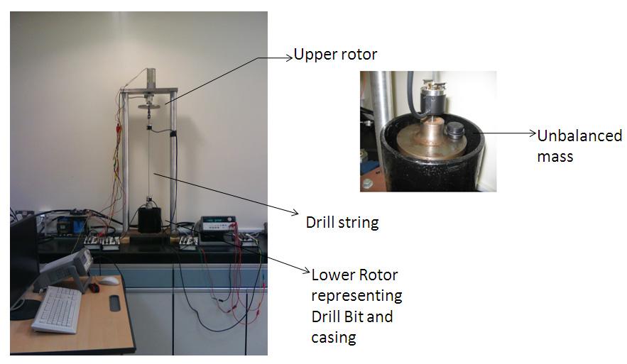 310 Computational Methods and Experimental Measurements XV Figure 2: Laboratory drilling set up and close up of lower bit with unbalanced mass.