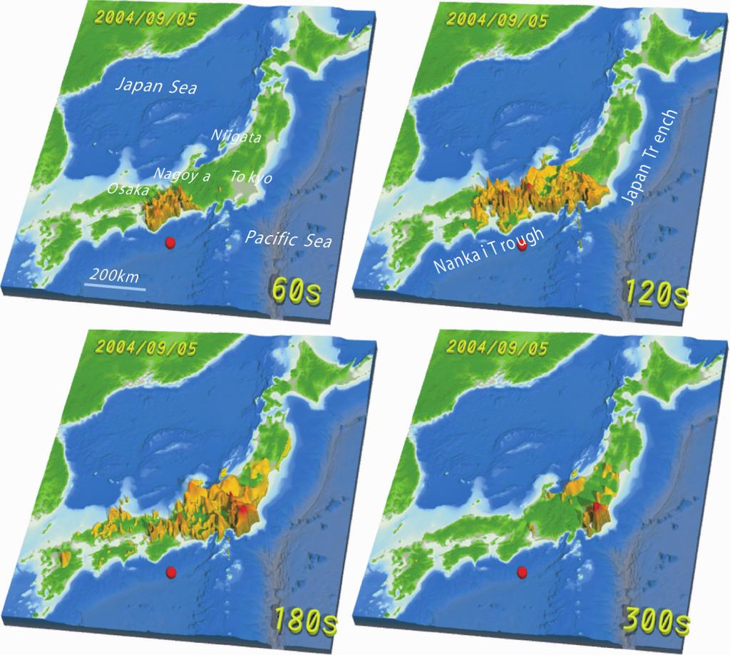 Vol. 165, 2008 Long-period Motions from Nankai Trough Earthquakes 3 supercomputer with a high-resolution subsurface structure model of central Japan and an appropriate source-slip model for the