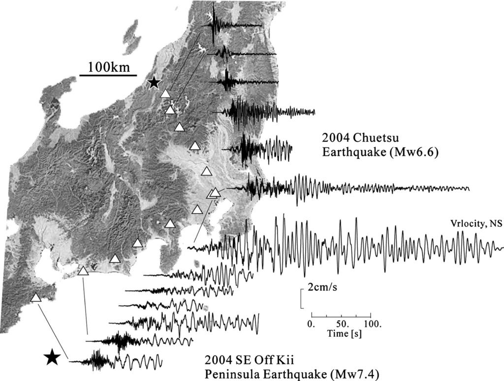 Vol. 165, 2008 Long-period Motions from Nankai Trough Earthquakes 7 Figure 4 Recorded sections of NS-component ground velocity motions associated with the 2004 SE Off-Kii Peninsula earthquake (a a ),