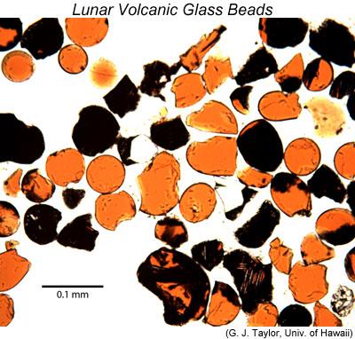 http://www.psrd.hawaii.edu/july10/dampmoonrising.html 2 Thin (30 micrometers) slice of the orange glass deposit at the Apollo 17 landing site.