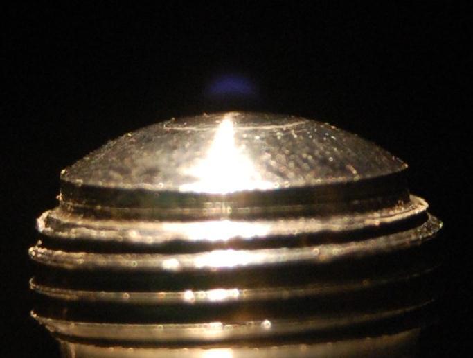 Microflame length Test 1 (picture): L F =1 mm, m=7.5 mg/s, D=0.