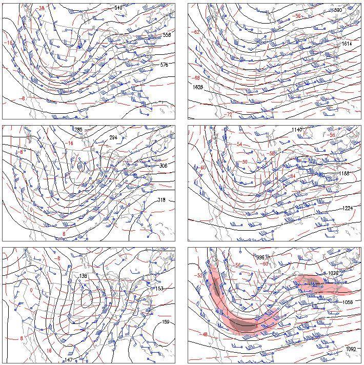 Upper level charts for 00 UTC, Nov. 10, 1998.