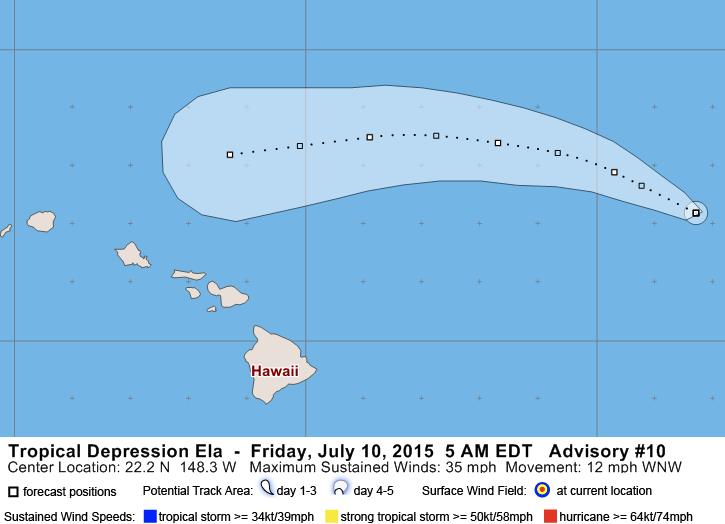 Central Pacific Tropical Depression Ela Tropical Depression Ela: (as of 8:00 a.m.