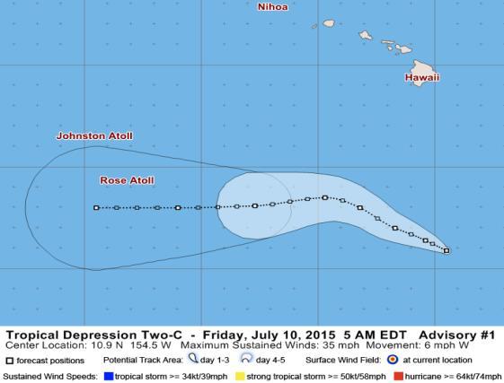 Central Pacific - Tropical Outlook Tropical Depression One-C : (as of 8:00 a.m.
