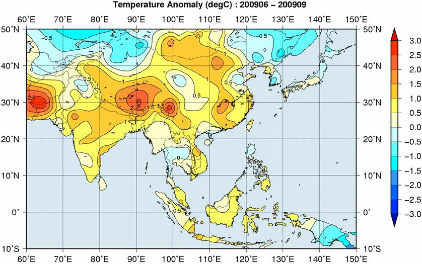 Amounts were mostly consistent with the distribution of OLR anomalies (Figure 11), but were above 120% of the normal around the northern part of the Sea of Japan and in some parts of western India.