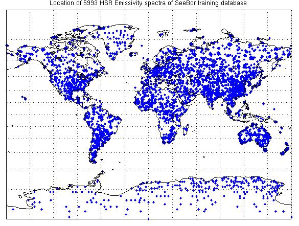 Bootstrapping a HSR Global Climatology SeeBor HSR Training Set adds high spectral resolution emissivity to a global set of T, WV, Ozone profiles.