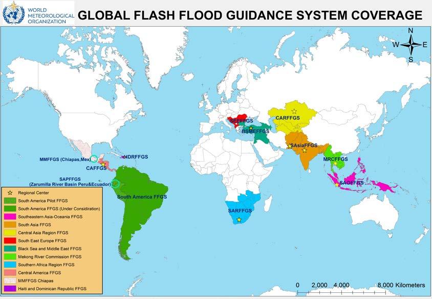 FFGS with Global Coverage Flash Flood Guidance System with global coverage enhances early warning capabilities of the NMHSs, currently covers fifty two (52) countries and more than two billion people
