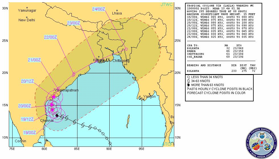 PRE MONSOON TROPICAL CYCLONE ALERT (LAILA) (Updated as on 19 th May, 2010, 10.
