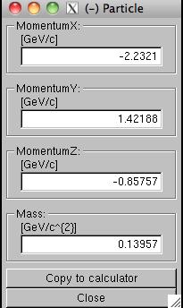 masses of some particles is given as part of the calculator, see Figure). You then press the relevant button (That s a kaon; that s a Lambda etc.). In this way you add an entry to the corresponding histogram.