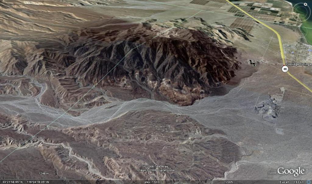 Cahuilla Satellite Image - Infrastructure Project Simplified Geology Mineralization hosted in clastic sediments, fanglomerates and quartz monzonite Mineralization styles include multiple