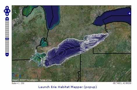 Map Viewer The Lake Erie Habitat Map Viewer is an open source-based web mapping application which provides a portal for visualizing integrated Lake Erie Habitat Mapping datasets, along with other
