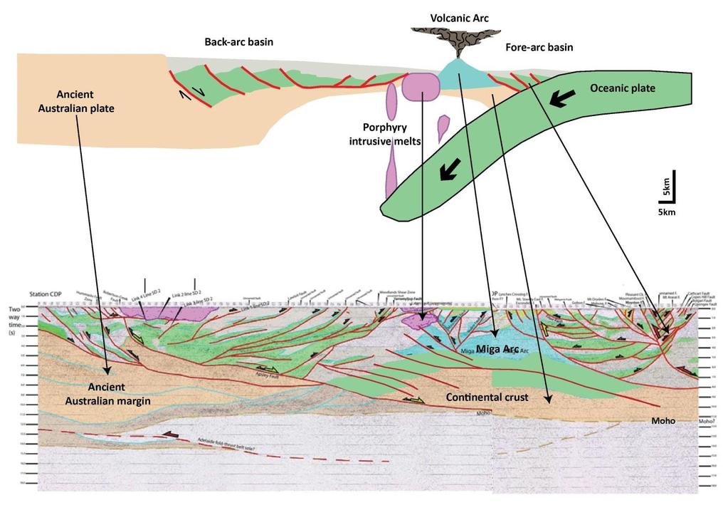 Victoria E Arcs form above subduction zones at plate boundaries (eg.