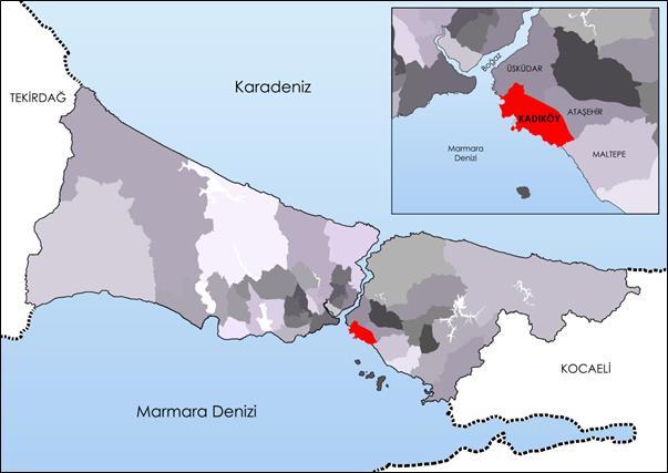 Map 1: Location of theistanbul's Kadikoy district In the An historical evaluation has been made in order to understand the present situation of the district.