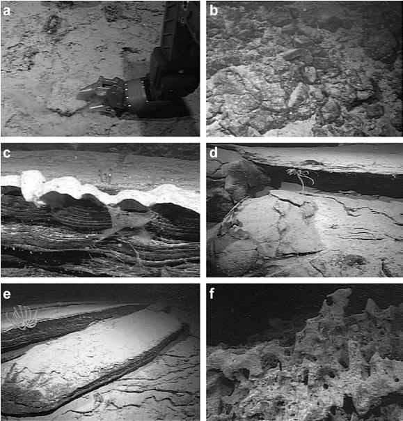 (panel c) Volcaniclastic sediments draped over