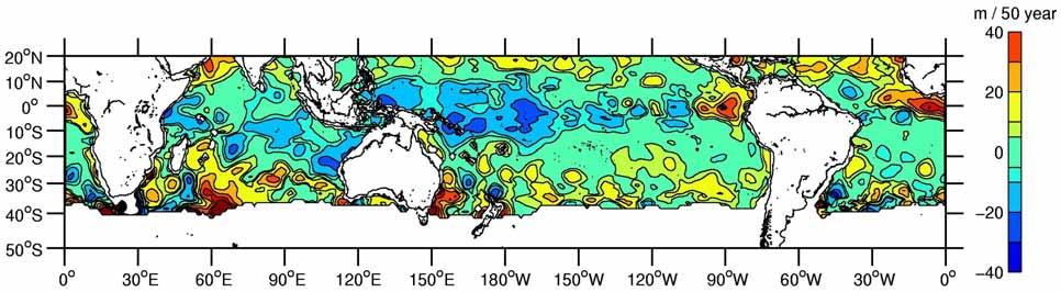 Linear Trends of the Thermocline (14 C isotherm) Depths Shallow thermocline anomalies are transmitted into the East Indian Ocean