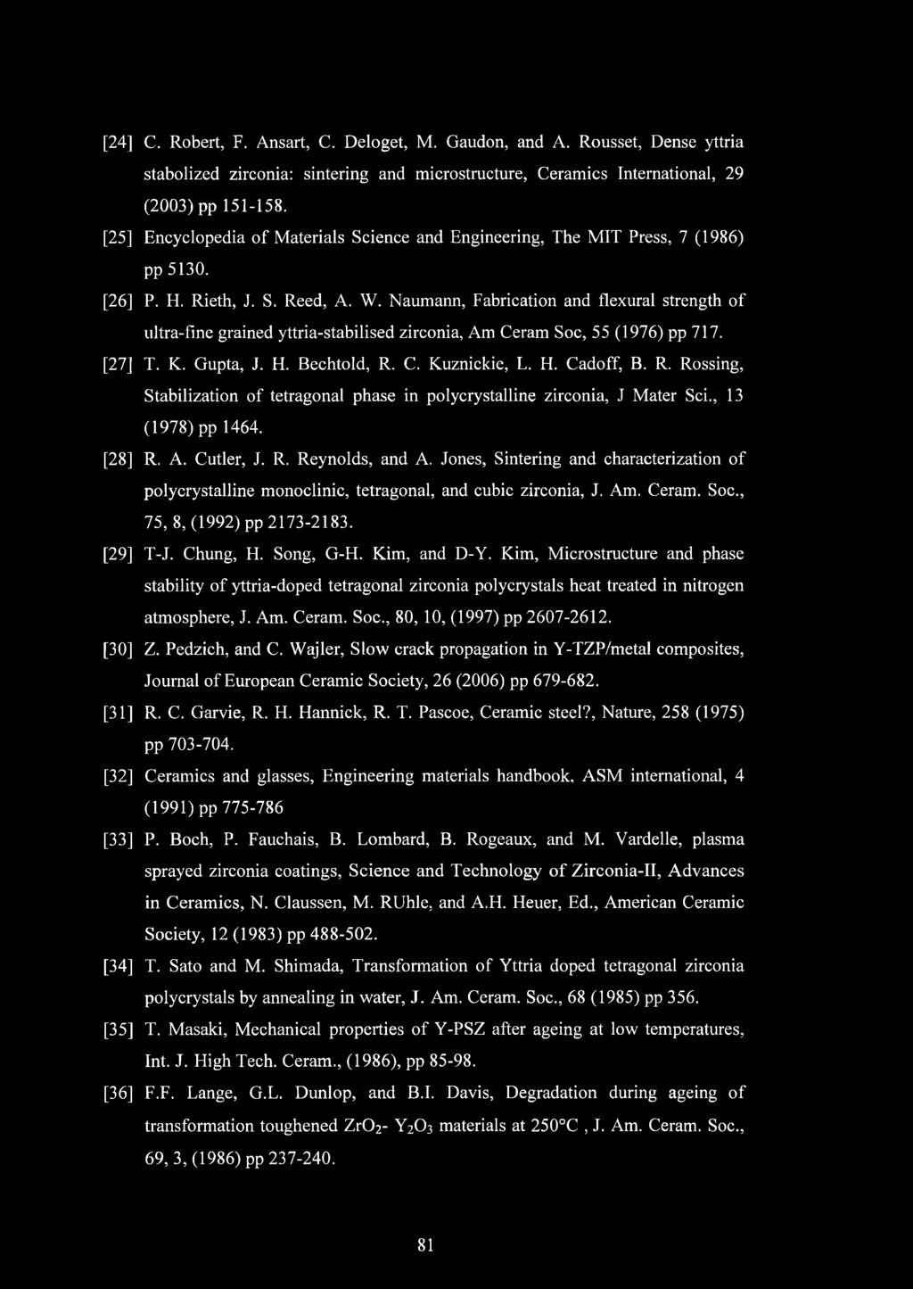 Naumann, Fabrication and flexural strength o f u ltra-fine grained yttria-stabilised zirconia, A m Ceram Soc, 55 (1976) pp 717. [27] T. K. Gupta, J. H. Bechtold, R.