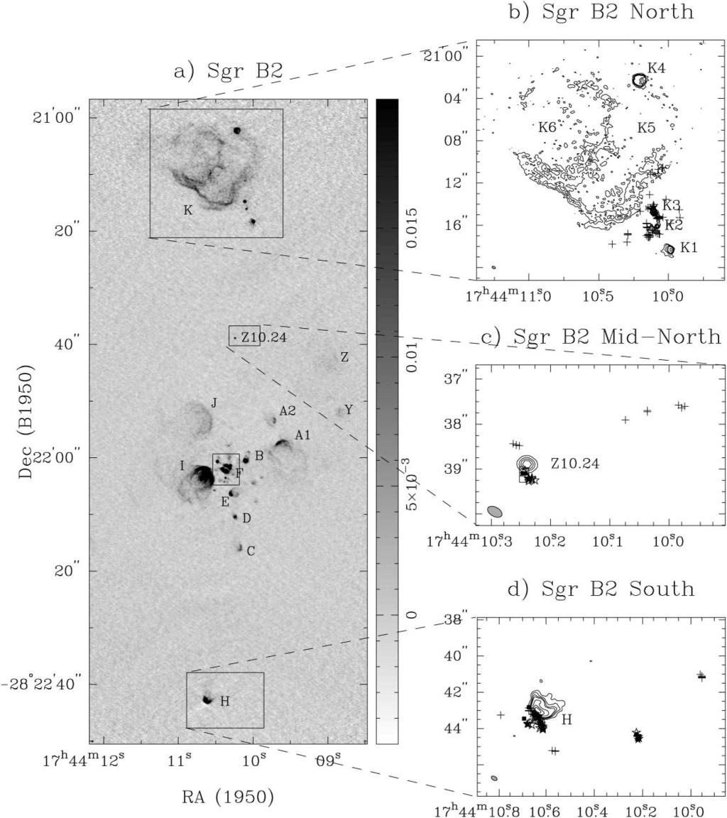 No. 2, 2004 H 2 O MASERS IN W49N AND SGR B2 579 Fig. 2. Overview image of Sgr B2 continuum at 1.3 cm (from Gaume et al. 1995). Beam size is 0B35 ; 0B21, P:A: ¼ 61. Contours for (b) through (d )are 2.