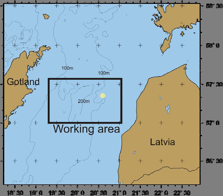 Fig. : Map of ALKOR cruise No. 346 working area (O. Pfannkuche, IFM-GEOMAR). The Baltic Sea is the largest brackish water basin in the world after the Black Sea.