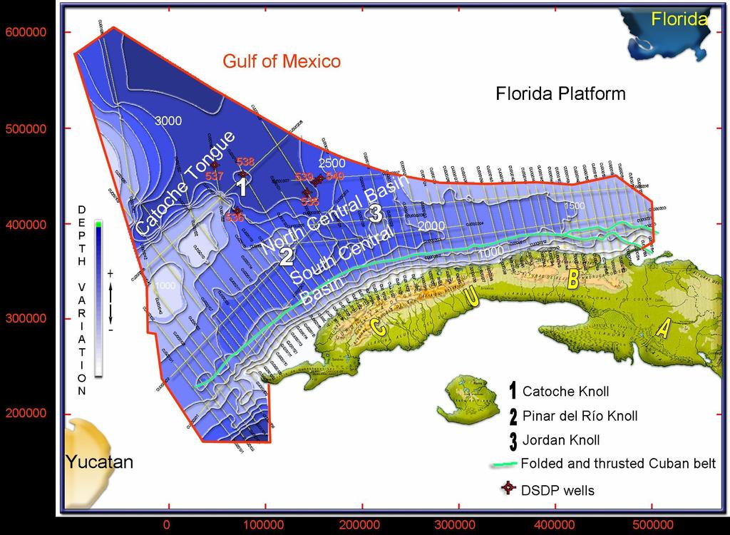 Sinkholes and Erosion in Deep Florida Strait Florida Slope Approx.