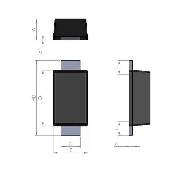 SOD123Flat package information 2.3 SOD123 Flat package information Figure 21. SOD123Flat package outline C1 L HD D L b C E Table 6. SOD123Flat package mechanical data Dimensions Ref.
