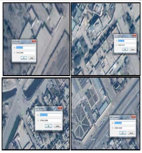 georeferencing, as in the Figure (1), figure (2) and table (1), which illustrates one sample of the steps of georeferencing the satellite images using the georeference tool.