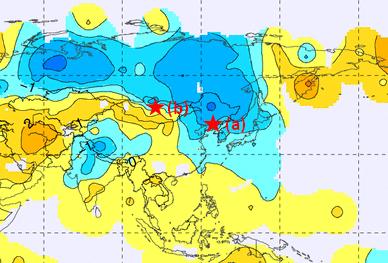 The outgoing longwave radiation (OLR) data referenced to infer tropical convective activity were originally provided by NOAA. The base period for the normal is 1981 2010.