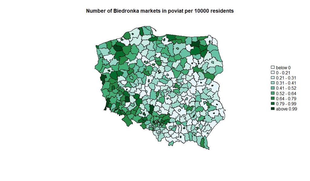Example: location of Biedronka markets Aggregation of points on the predened map Andrzej Function Torój ClassIntervals watch outinstitute the style of Econometrics