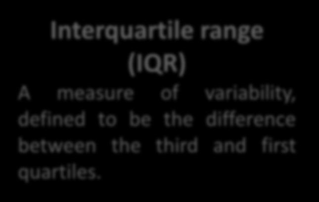 IQR = Q 3 Q 1 Measures of Variation Variance A measure of variability based on the