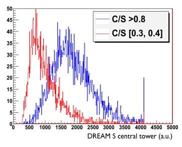 S signal in the central tower of DREAM.
